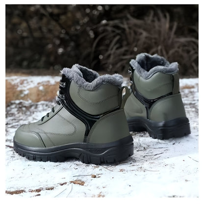 Men'S High-Top Snow Boots for Winter, Featuring Thickened Fleece for Warmth, Designed for Outdoor Activities with Slip-Resistant And Wear-Resistant Properties.