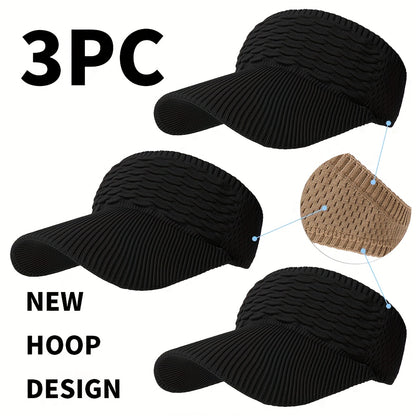 3-Pack Breathable Knit Beanies with Wave Pattern for All-Season Wear