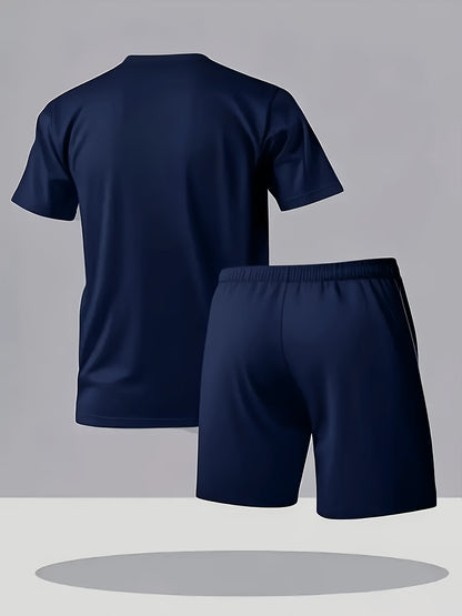 Men's Summer Casual Sportswear 2-Piece Polyester Set