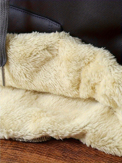 1pc Women's Thick-Lined Hooded Sweatshirt with Gingerbread for Man in Santa Hat & Candy Cane Print - Cozy Plush Lined, Soft Polyester Warm Pullover for Fall/Winter, Machine Washable Casual Outerwear, Cold Weather Wear, Minima