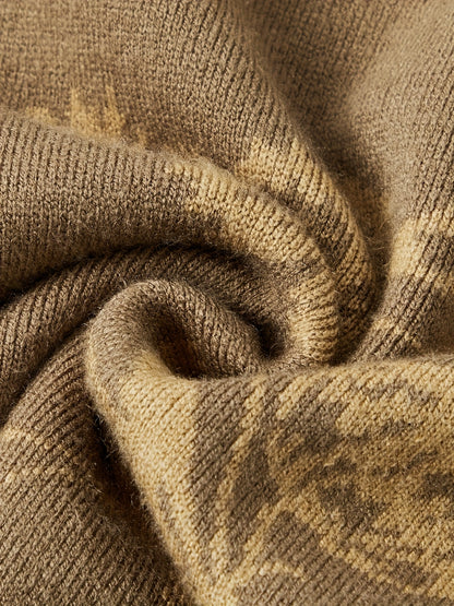 The New Autumn And Winter Collection Features a Men'S Long-Sleeve Knitted Pullover with a Floral Pattern, Designed with Ribbed Details. This Casual And Stylish Sweater Is Perfect for Everyday Wear During The Fall And Winter S