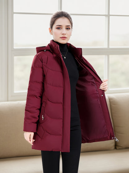 Women's Elegant Winter Jacket - Shearling-Like Bead-Like Button Closure Coat, Puffer-Free, Hand Washable Long Sleeve Outerwear for Cold Weather (Casual & Formal) - Black Jacket Without Belt/Hardware (Ready-to-Wear), Winter Ja
