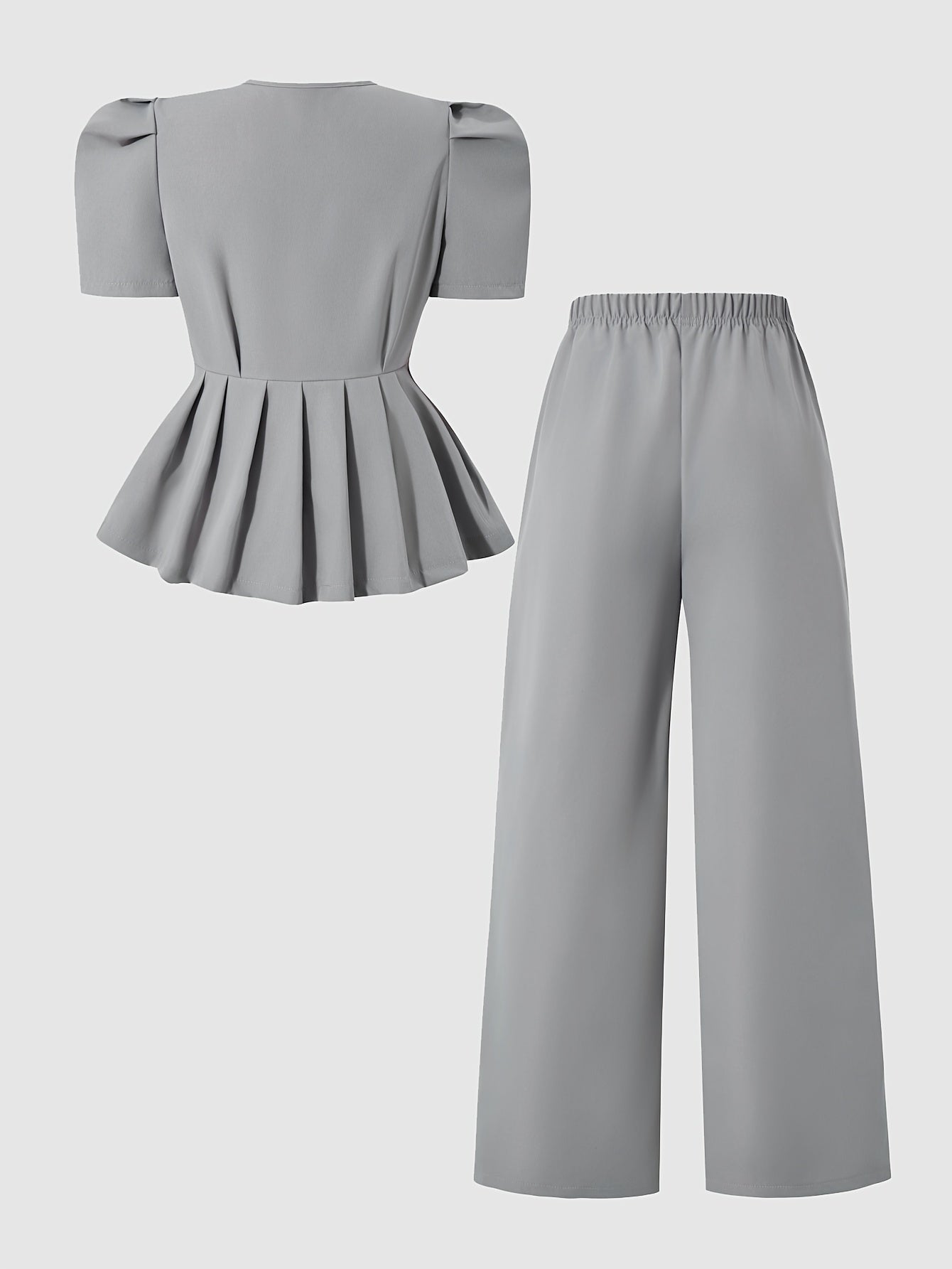 Girls' Summer Two-Piece Set V-Neck Cardigan & Wide-Leg Pants