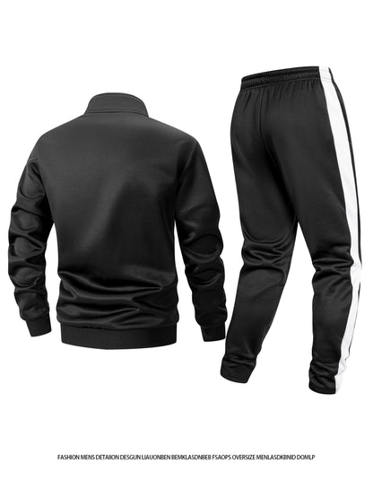 Men's Thickened Casual Sports Tracksuit Set with Zipper Jacket
