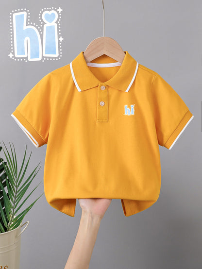 Children's Summer Cotton Polo Shirt with Animal Print