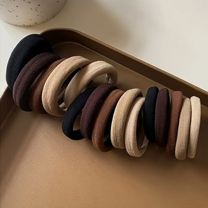 28/35pcs Solid Color Elastic Hair Ties - Durable Ponytail Holders