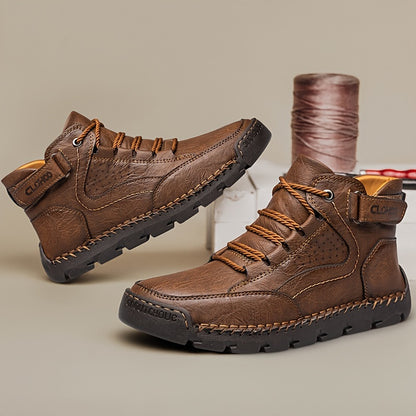 Men's High-Top Casual Lace-Up Sneakers with Rubber Sole