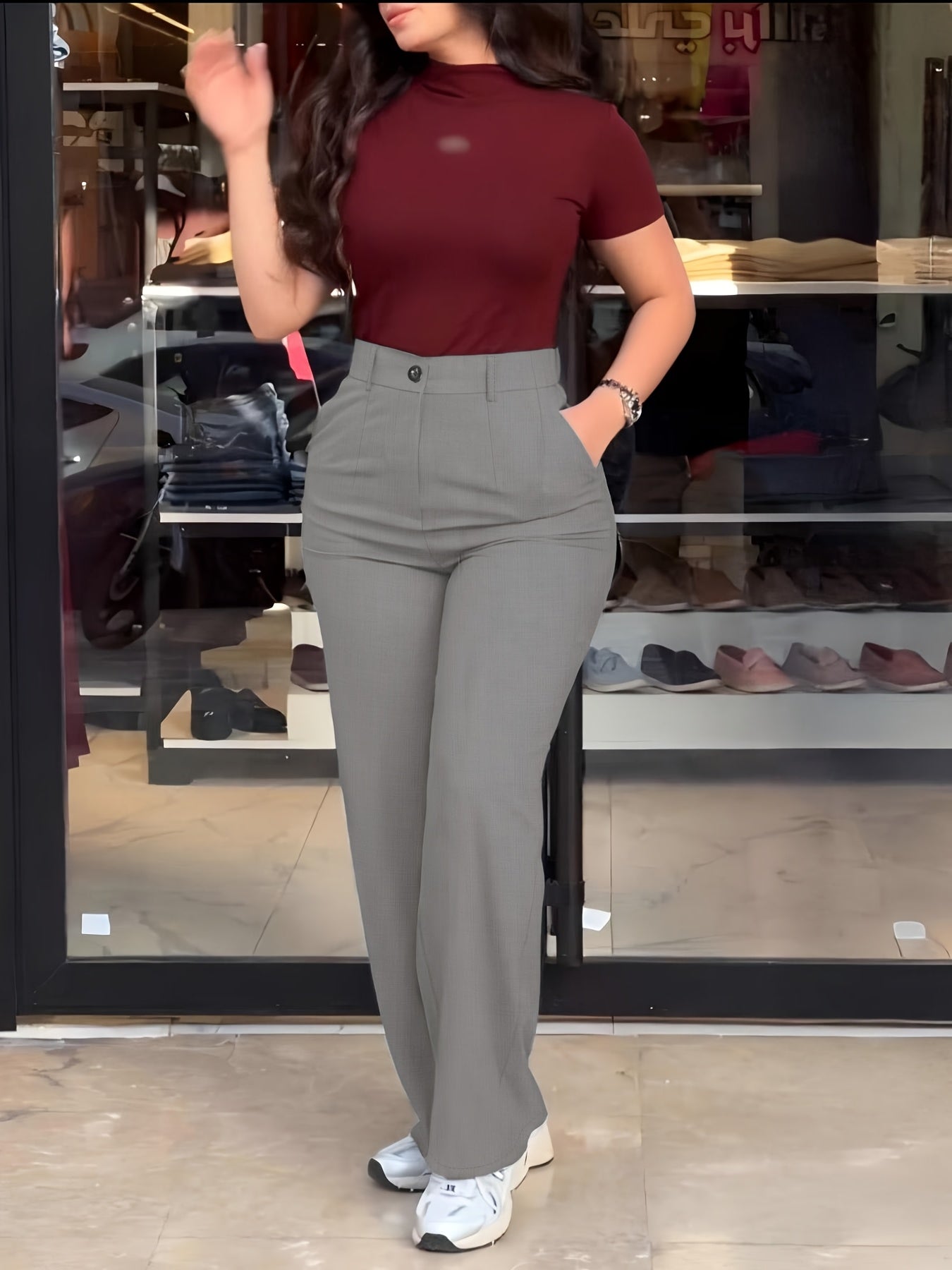 Women's Casual Slim-Fit Solid Color Long Pants