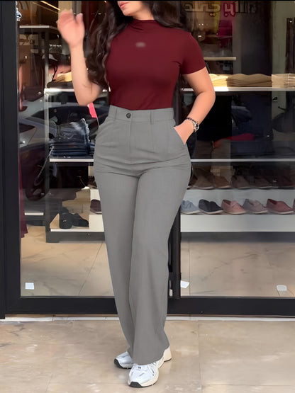 Women's Casual Slim-Fit Solid Color Long Pants