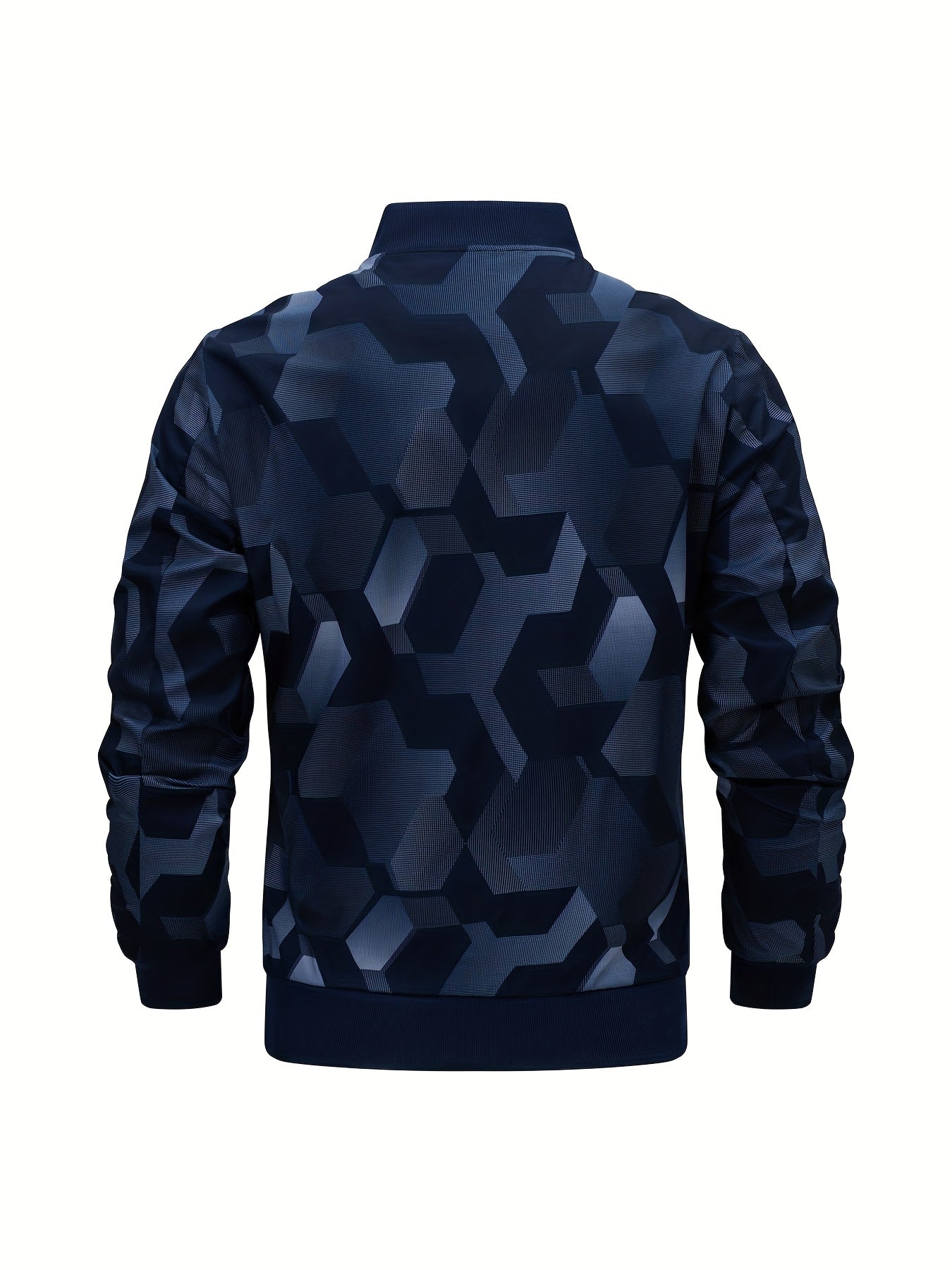 Men'S Camo Baseball Jacket - Full-Body Print Outdoor Sports Coat with Zipper Closure, Regular Fit Casual Preppy Style, Polyester Lining & Non-Stretch Fabric for Spring & Year-Round Wear, Durable Fabric Coat, Active Lifestyle,