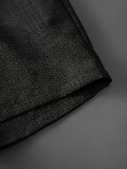 Men'S Casual Solid Color Two-Tone Suit with Stand Collar, Three-Color Imitation Linen, Exquisite Button, Double Short, Solid Color Set