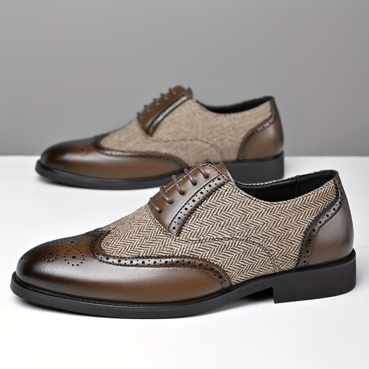 Men's Casual Business Brogue Shoes, Lace-Up Low-Top Loafers - ayq