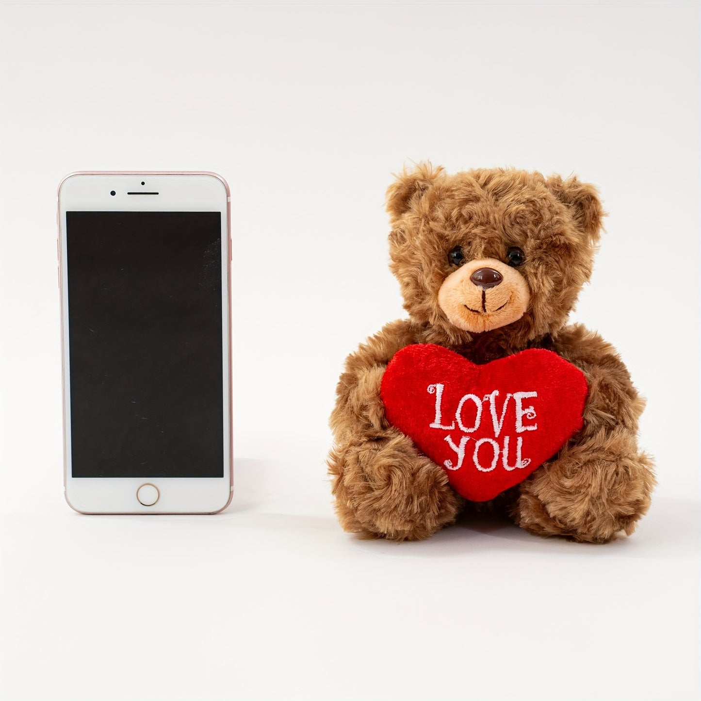 Charming 6-Inch Brown & Red Heart 'Love You' Plush Bear - Perfect for Valentine's, Mother's Day & Father's Day Gifts