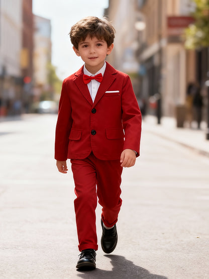 Boys' Solid Color Casual Suit Set for Spring and Autumn
