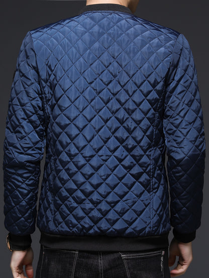 Men's Casual Fall/Winter Polyester Bomber Jacket with Baseball Collar
