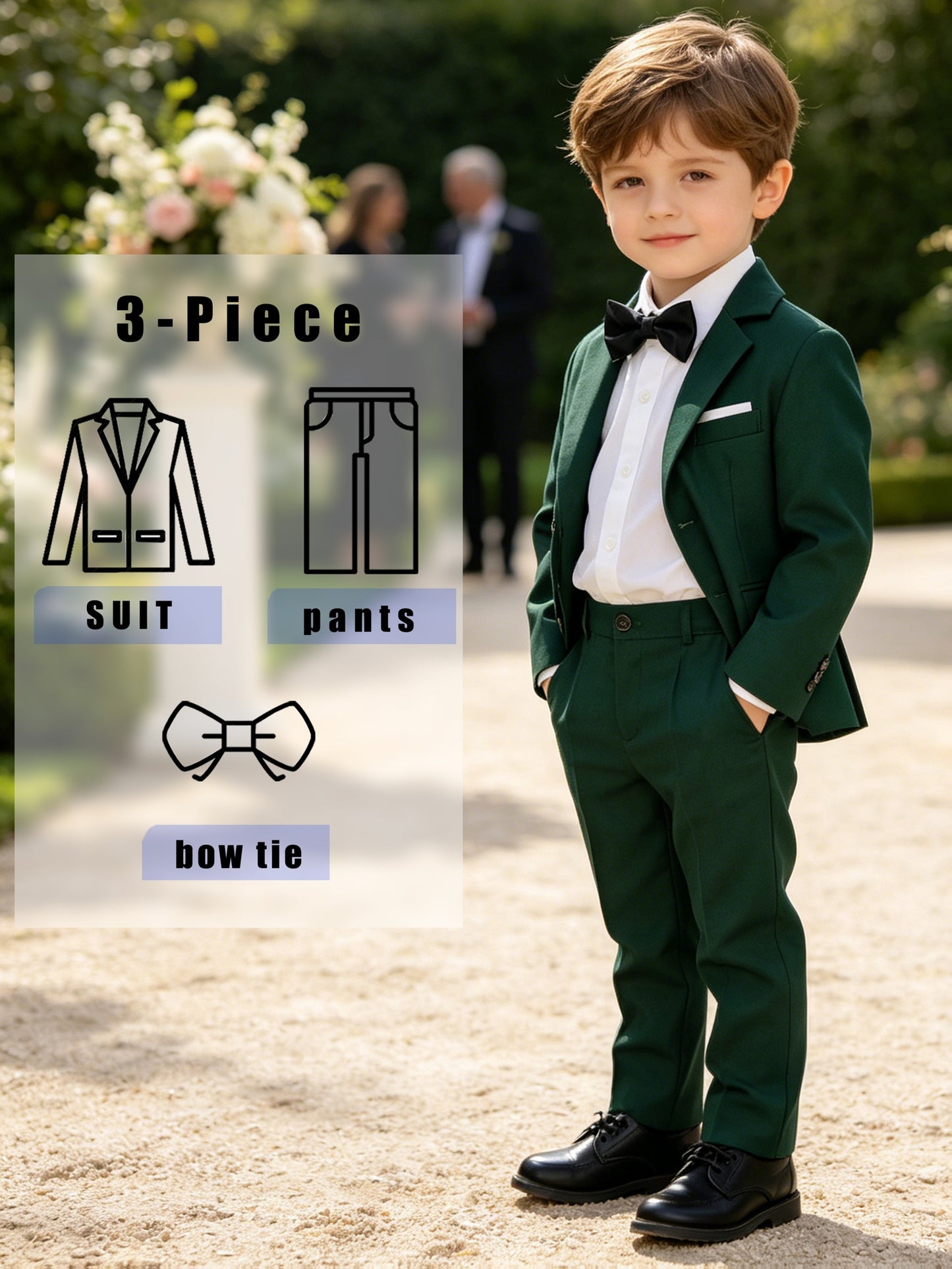 Boys' 3-Piece Gentleman Suit with Bow Tie for Special Occasions