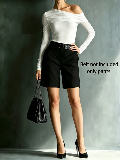 Women's Elegant High-Waist Solid Color Blazer Shorts