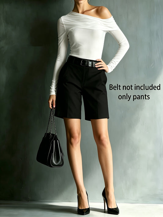 Women's Elegant High-Waist Solid Color Blazer Shorts