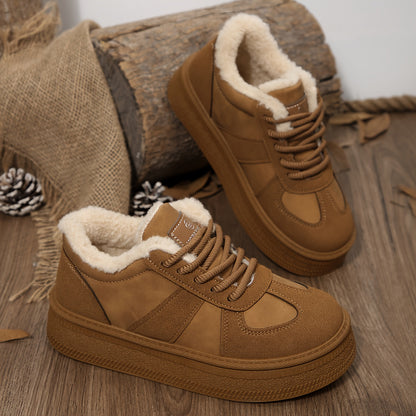 Women'S Winter Boots - Cozy Fleece-Lined Non-Slip Platform Ankle Boots with Lace-Up Closure, Round Toe & Flat Sole for Outdoor Comfort, Casual Winter Footwear, Durable Rubber Sole, Warm Fleece Lining, Y Terrain, Stylish Footw