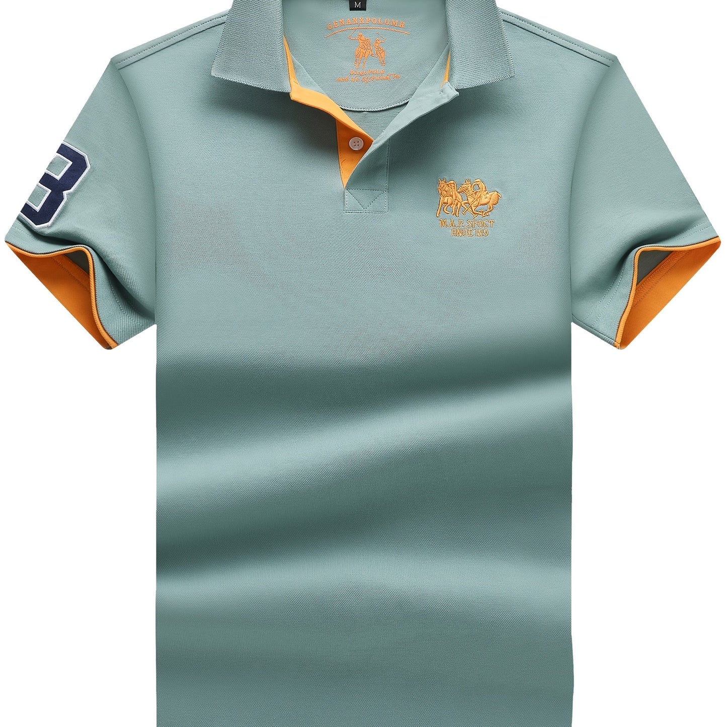 Men'S Short-Sleeve Polo Shirt with 95% And Embroidered Design - ayq