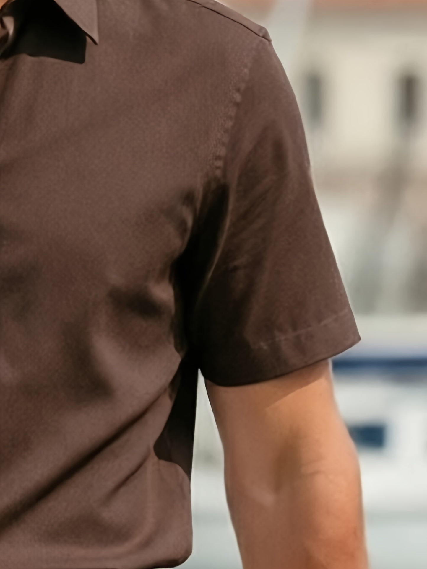 Men's Casual Lapel Short Sleeve Shirt & Elastic Waist Trousers Set