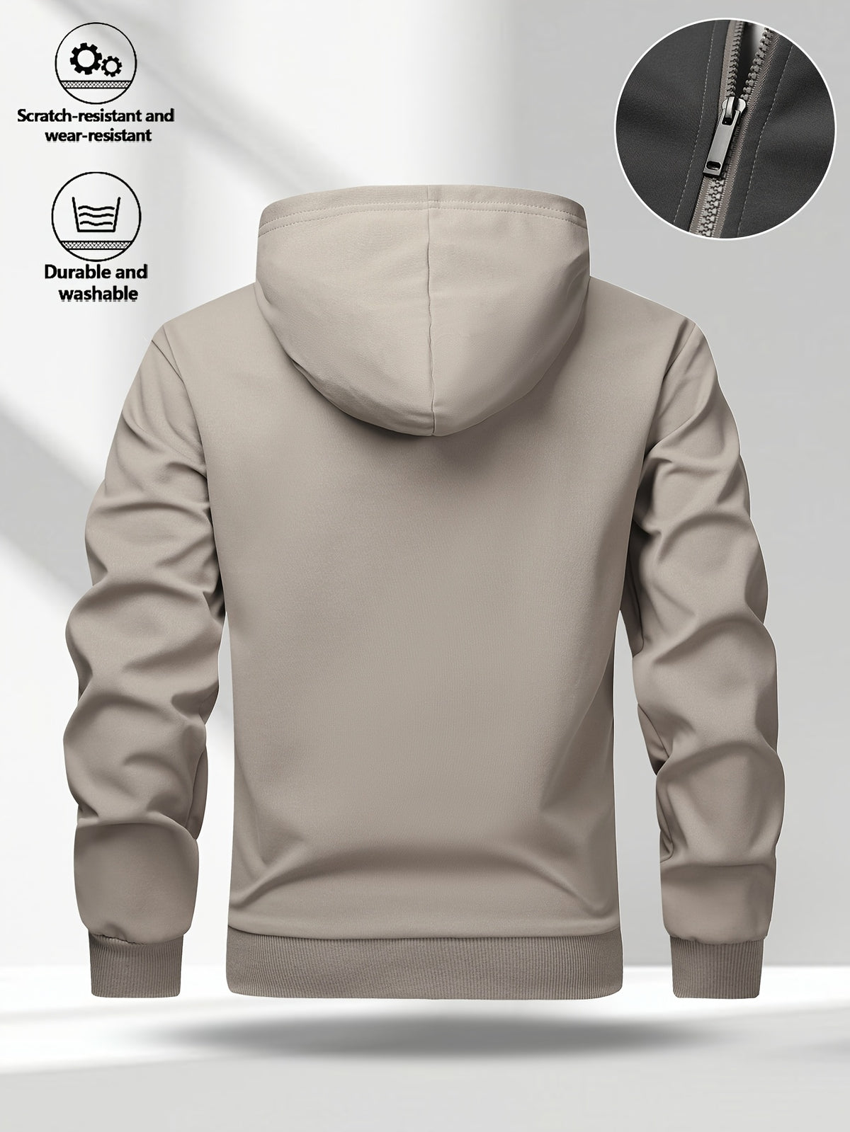 Men's Casual Hooded Zip-Up Softshell Jacket for Spring/Fall