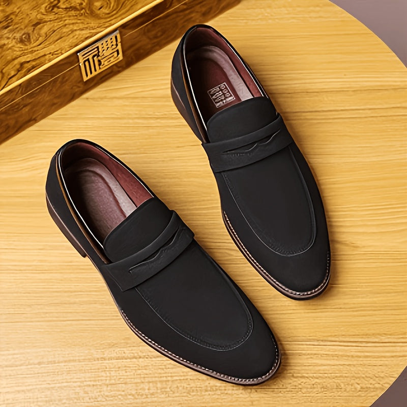 Classic Matte PU Loafers with Low Heel and Round Toe