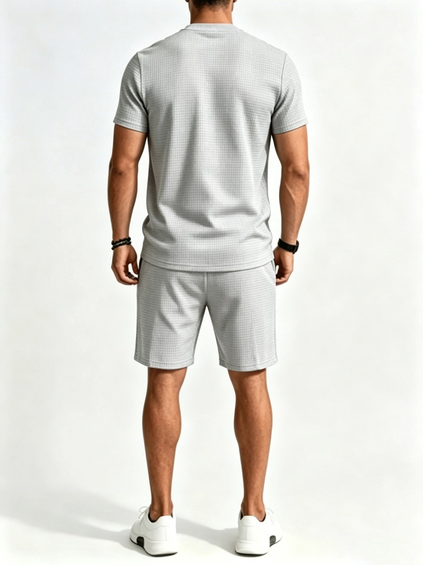 Men's Summer Casual Athletic Crew Neck T-Shirt & Shorts Set