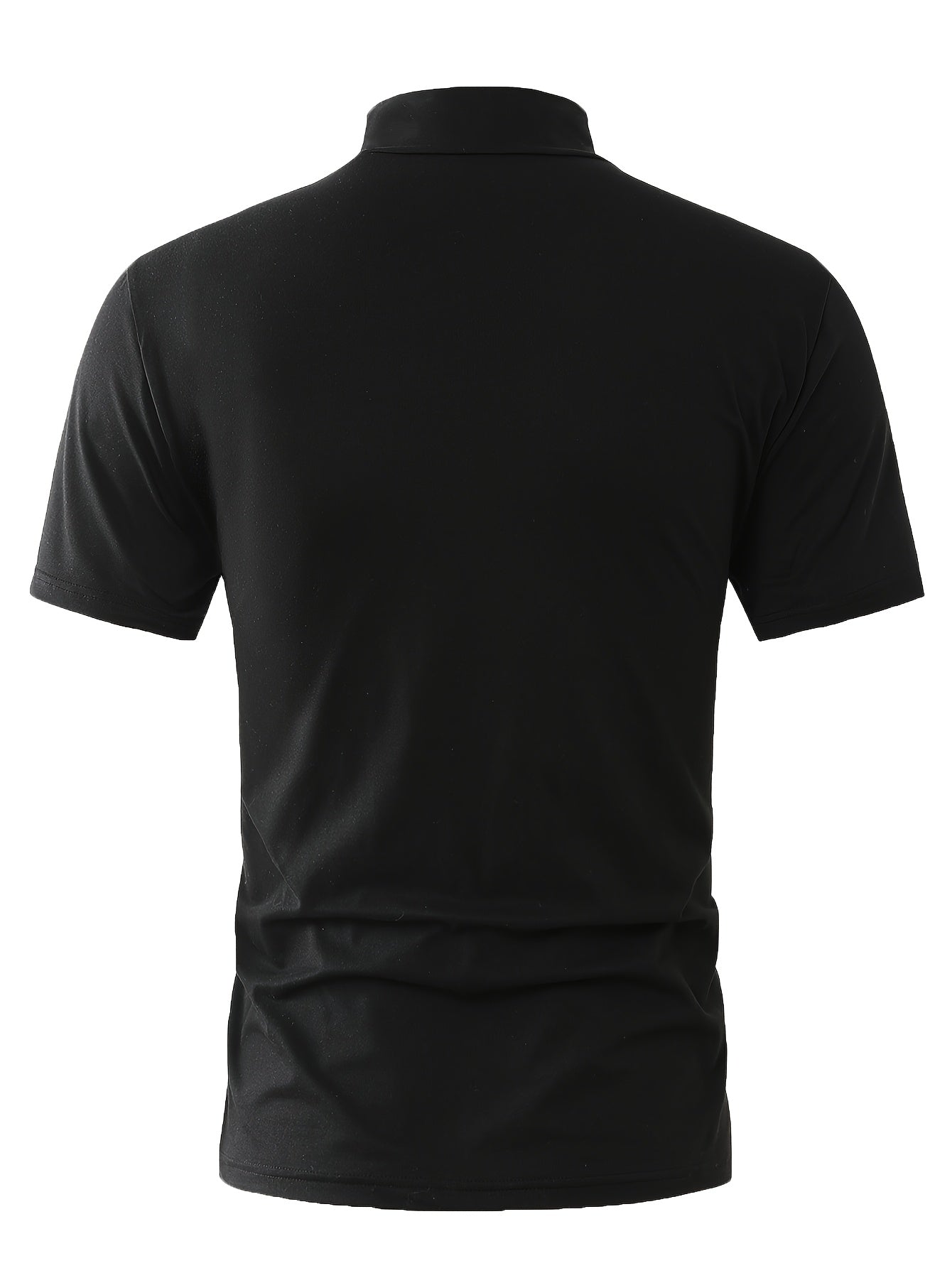 Men's Summer New Basic Solid Color Fashion Simple High-End Casual Sport Comfortable High-Neck Short-Sleeve Top - ayq