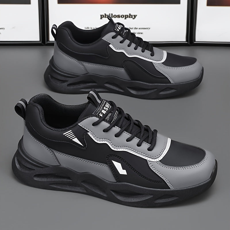 Men's Retro Sporty Casual Sneakers - Low-Top Breathable PU Upper, Cushioned EVA Insole  Durable PVC Outsole - All-Season Comfort for Daily Wear, Running  Casual Outings - Black