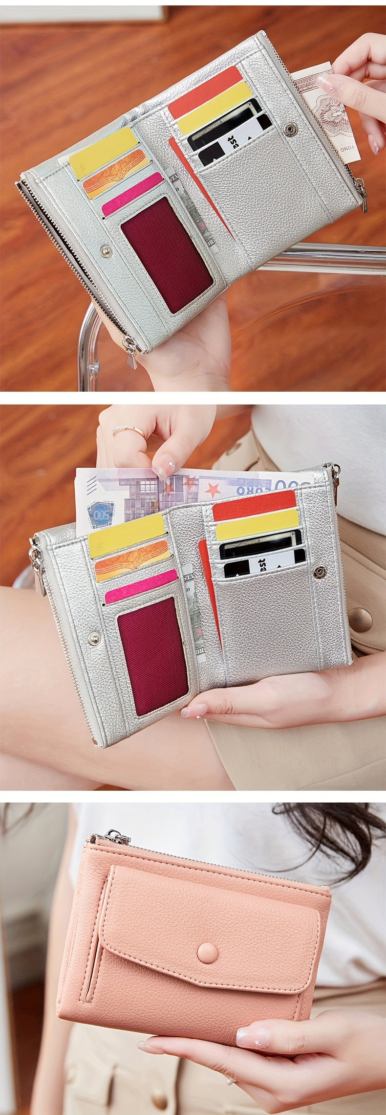 MIYIN Women's Wallet - Large Capacity Double Zipper Credit Card Holder with Coin Pocket, Lightweight Handbag for ID, Cash & Keys, Minimalist for daily Commute & Travel, Easy-Care Design for busy Ladies