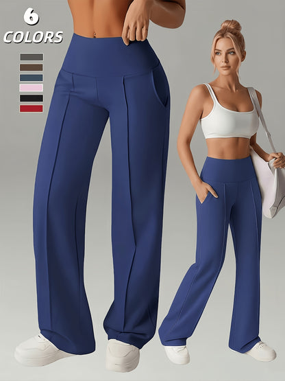 Women’s High-Waist Wide-Leg Leggings with Pockets