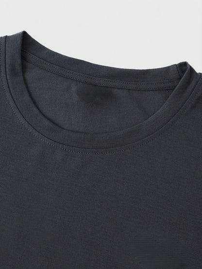 Men's Round Neck T-Shirt, Three-Color Patchwork Top with Asymmetric Double Stripes, Trendy Comfortable Breathable High-Quality Factory-Made Casual Fit