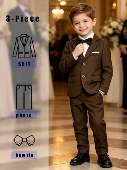 Boys' 3-Piece Gentleman Suit with Bow Tie for Special Occasions