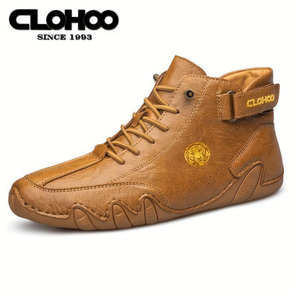 Men's Casual High-Top Sneakers with Soft PU Upper and Rubber Sole