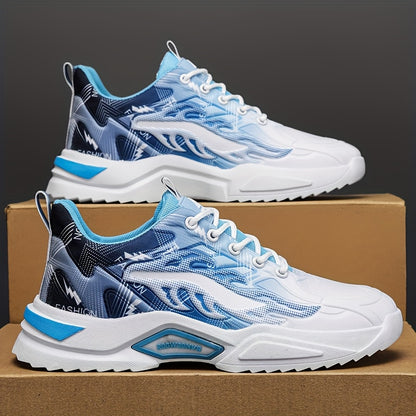 Men's Sneakers - Lightweight Cushioned Platform Sneakers with Lace-Up Closure, Non-Slip PVC Sole - Breathable Gym, Running, Casual Shoes in Grey/Black colorway - for Everyday  Light Hiking, Gym Shoes
