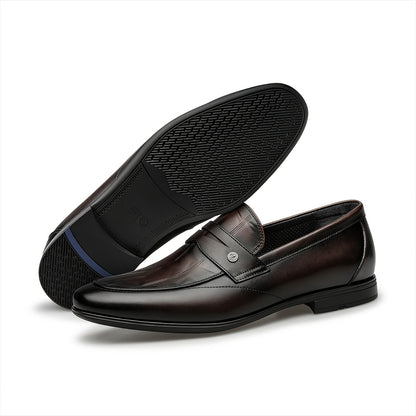 Men's Leather Embossed Loafers Casual Business Slip-On Shoes