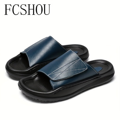 Men's Summer Outdoor Slippers Split Leather Slip-On Sandals