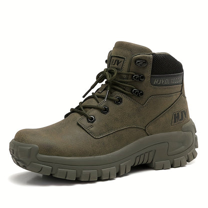 Men's Mid-Top Outdoor Hiking and Work Boots – Durable PU Leather