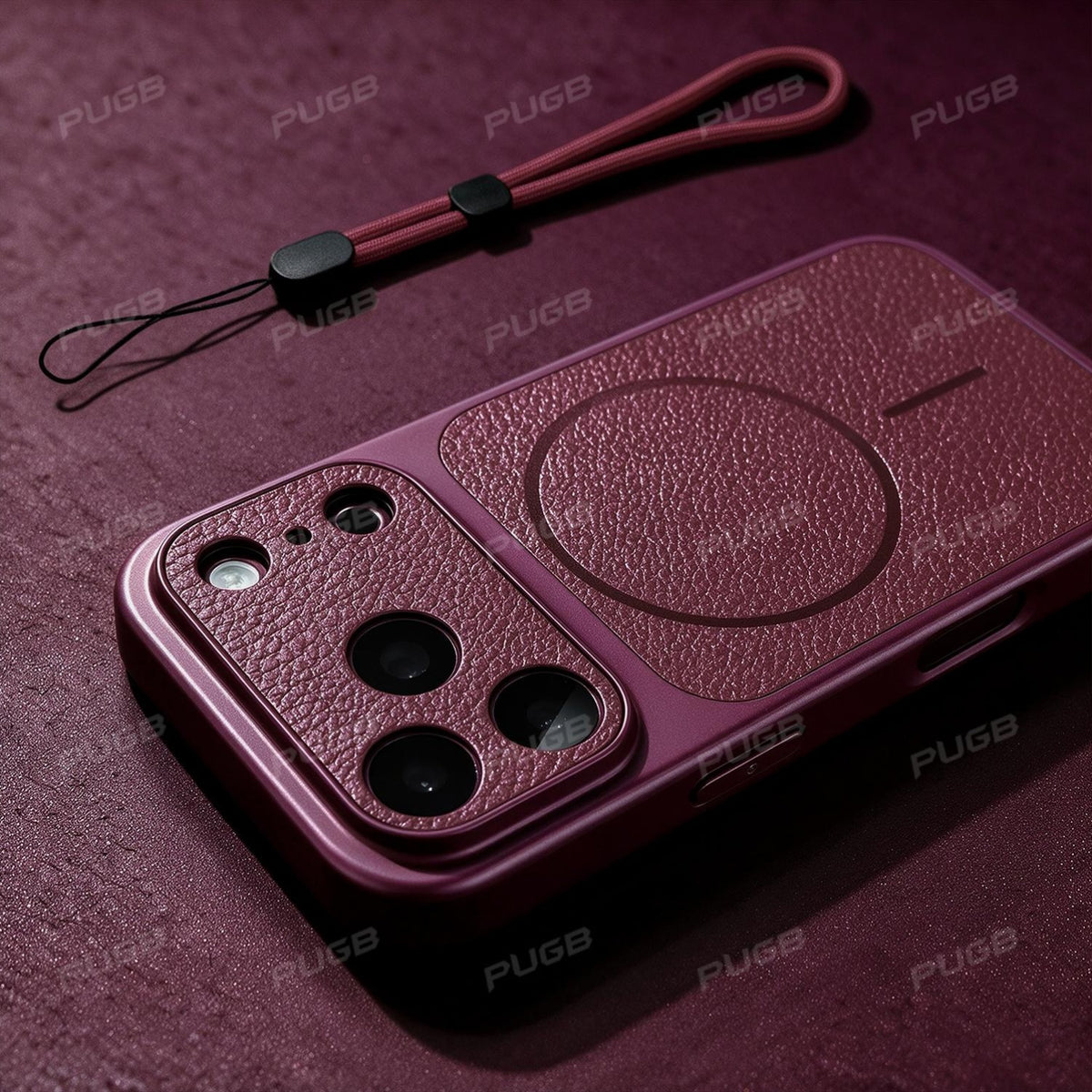 Luxury Retro Faux Leather Magnetic Phone Case with Lanyard for iPhone