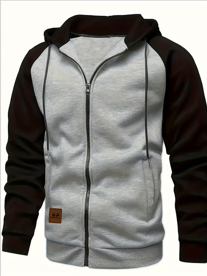 New Men's Colorful Loose Casual Sports Jacket, Zipper Hoodie for Outdoor Use, Simple Autumn Top