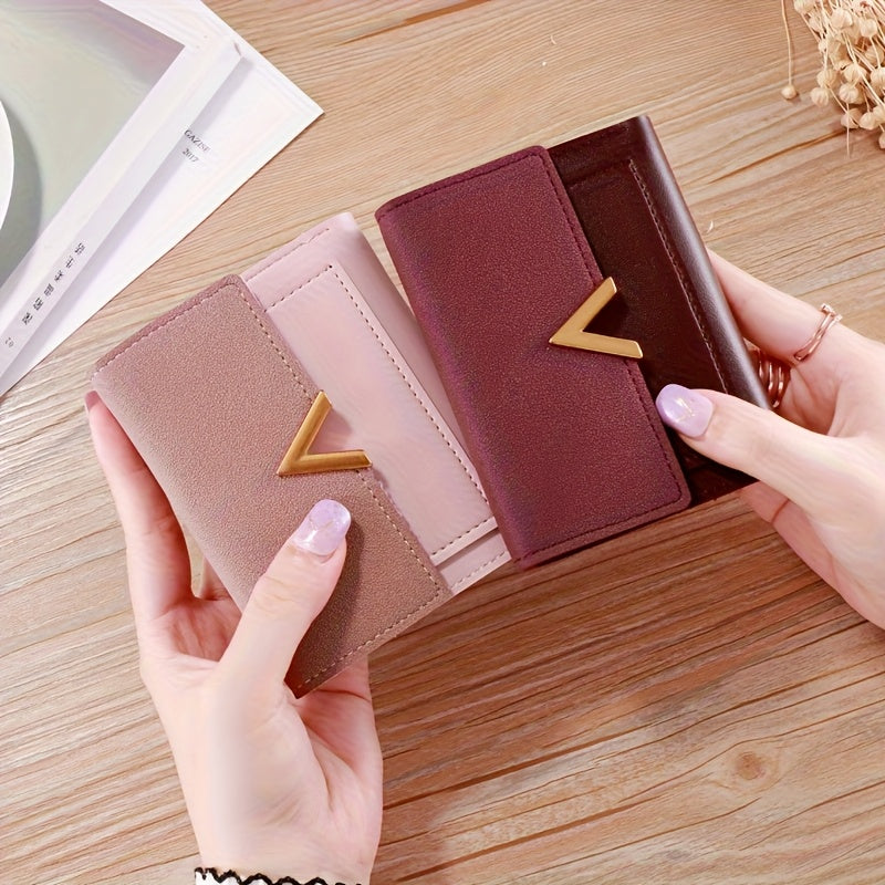 Women's Compact Tri-Fold Wallet - Short Fake Handbag with Snap Closure, Slim Card Holder & Cash Pocket, Casual Everyday Clutch for Smartphones (for women) - Asian Style Purse