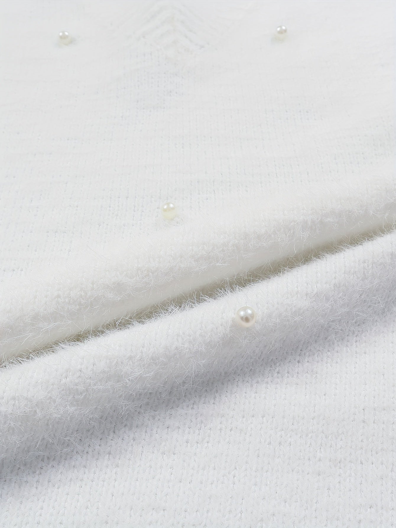 Plus Size - Women'S Cozy Yellow V-Neck Sweater with Pearl Buttons & Fleece-Lined Cuffs - Asymmetrical Hem, Geometric Pattern, Casual Winter Pullover for Casual Attire, Winter Apparel | Vneck Sweater | Pearl Button Details, Sw