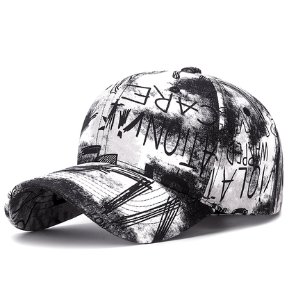 Graffiti Floral Fabric Baseball Cap for Both Men And Women, a Trendy Streetwear Sunshade Hat.