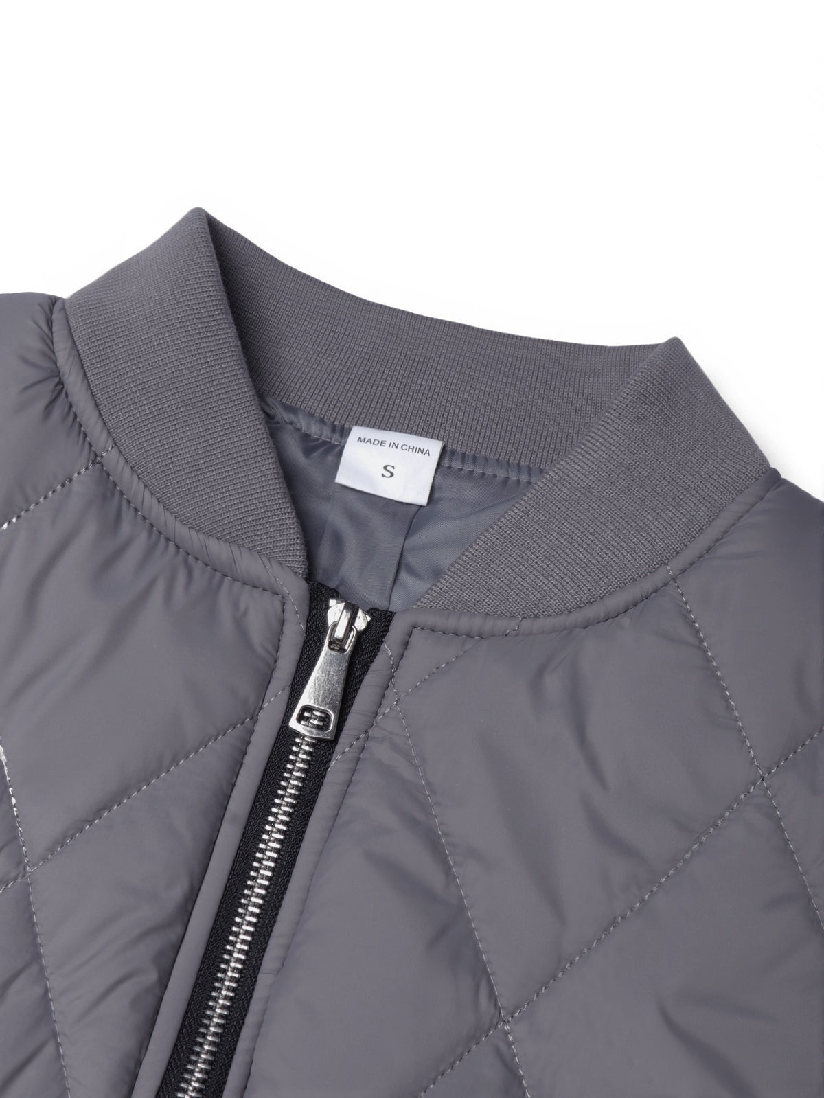 Men's Black Quilted Casual Jacket with Stylish Letter Print