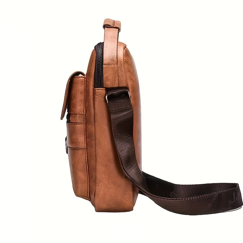 New Men's shoulder bag fashion leisure bag small satchel vertical handbag business Men's diagonal bag [zipper direction random]