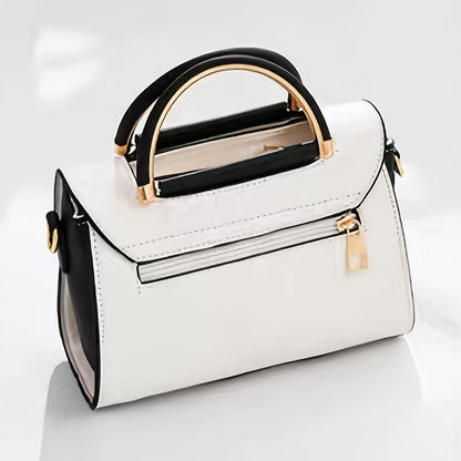 Wo White Synthetic Mini Handbag & Crossbody Handbag-Purse - Golden-Tone Hardware, Black-Tipped Strap, Zipper Closure, Multi-Compart T Handbag - Elegant Everyday for, Parties, (Pink/) - Synthetic Hand