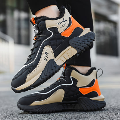 Men'S Winter Running Shoes - Slip-Resistant Rubber Sole, Warm Lining - Low-Top Sneakers in Black/White/Gray/ - Cushioned Cushioning for Gym, Hiking, Everyday - Lace-Up Closure - Autumn/Winter Footwear, Winter Shoes, Gym Footw