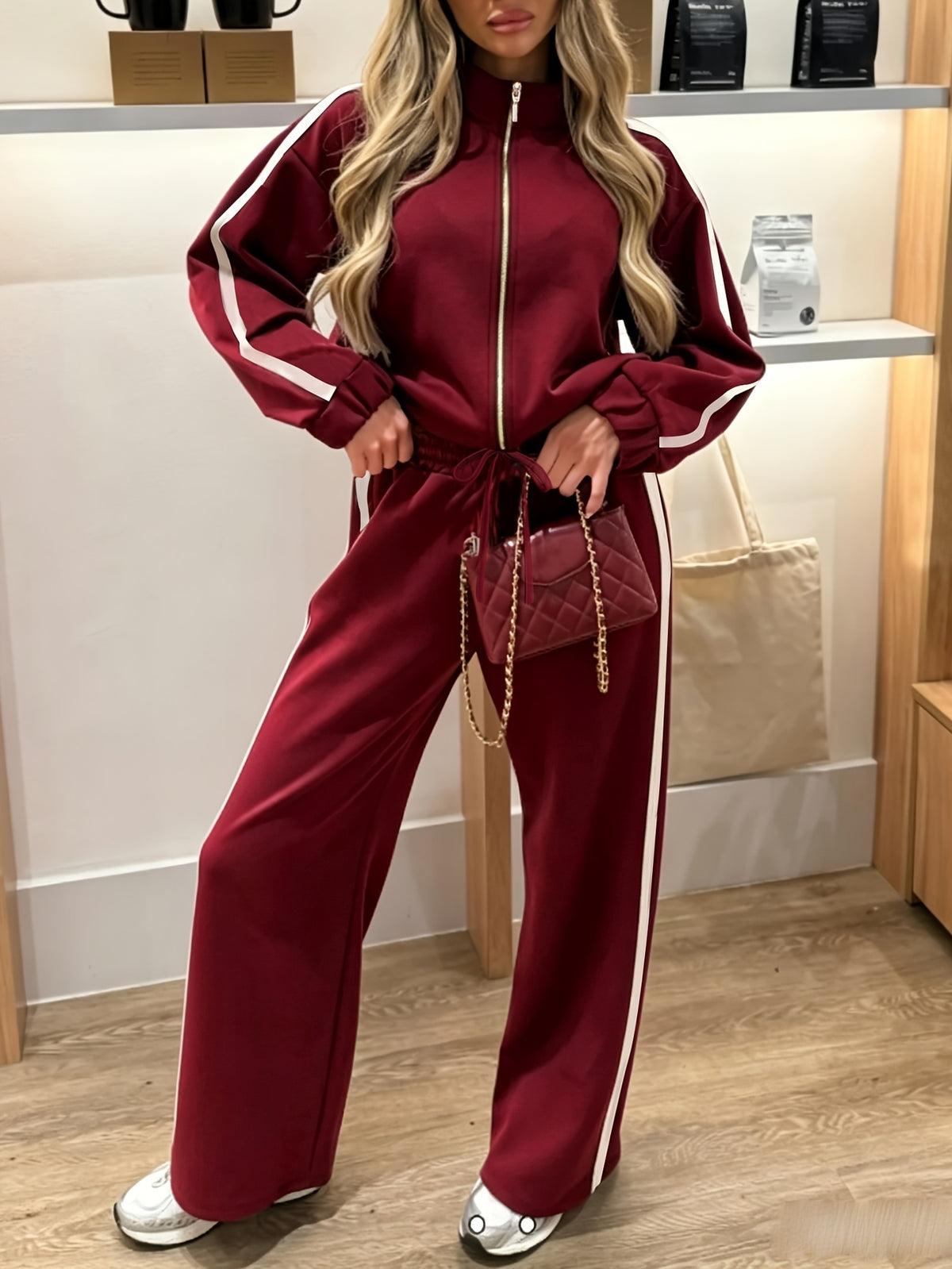 Women's Elegant Autumn Winter Zipper Sweatshirt and Jogger Set