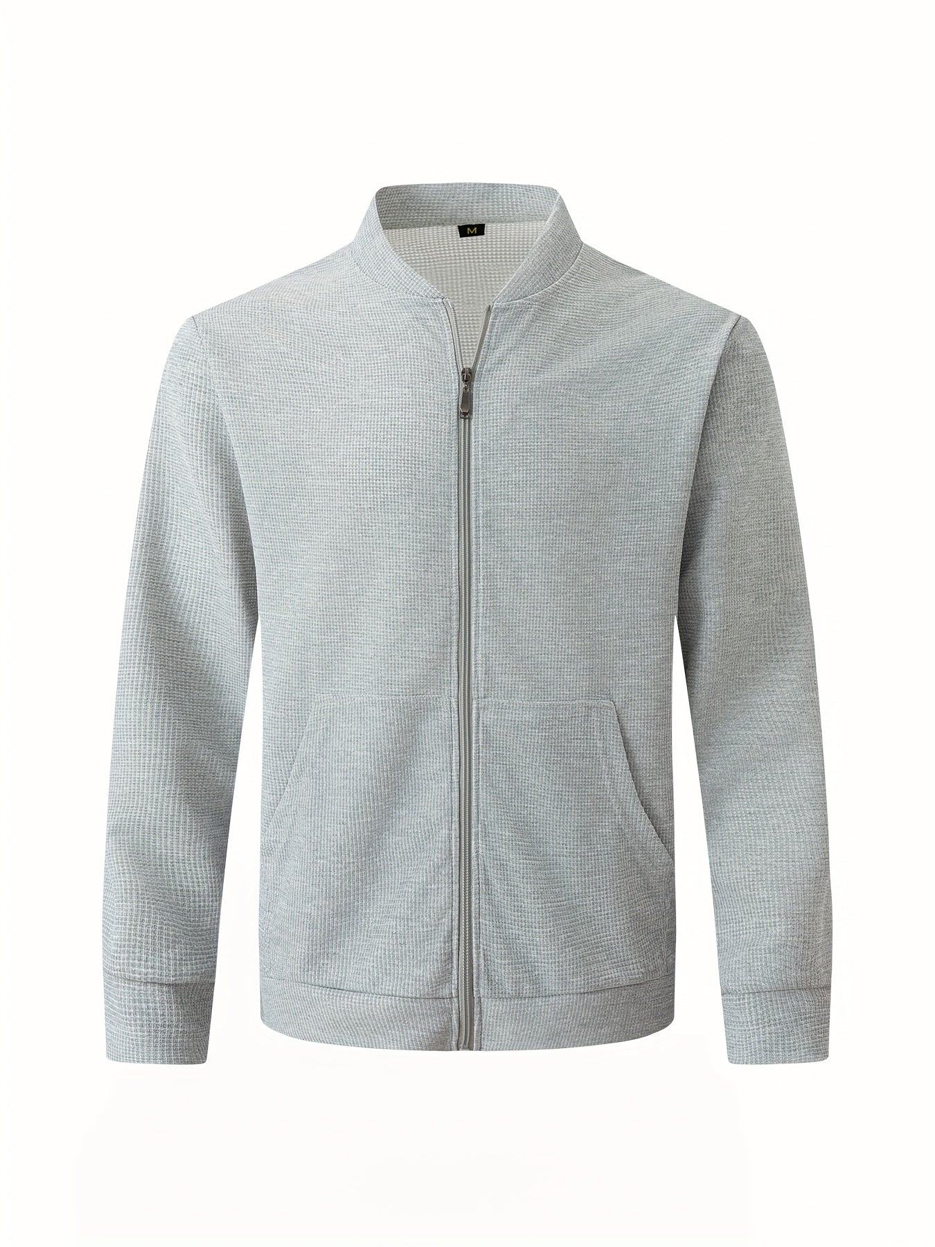 Men's Lightweight Jacket with Stand-Up Collar - Zippered Front Closure, Regular Fit Casual Coat for Everyday & Formal Wear - Spring/Fall Outerwear in White/Neutral Tones - Easy Care Zipper Jacket